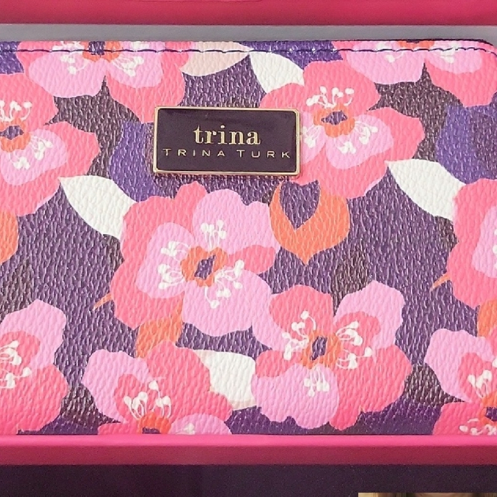 Trina Turk Pink and Black Floral Clutch - Picture 2 of 11